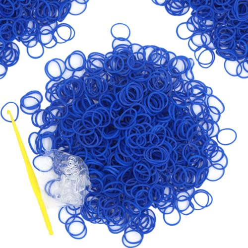 6000-Pack Rubber Loom Bands Making Kit,50PCS S-Clips10-Hooks,Colorful Rubber Bands Refill Kits for Weaving DIY Crafting Gift (Dark Blue) - color: 04 Dark Blue