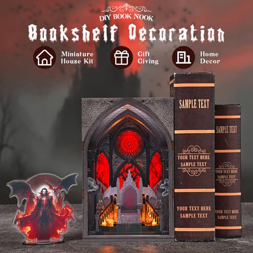 CCCDF Throne of Blood Book Nook Kit, 3D Wooden Puzzle with LED - color: Throne of Blood