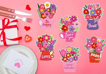 36 Set Valentines Day DIY Craft for Kids - Flower Card Making Kit with Greeting Cards Stickers Envelopes Set Gifts for Classroom School Activities - style: valentines