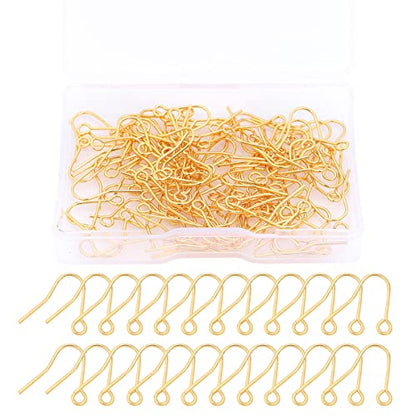BEADIA 18K Gold Plated Earring Hooks 12x15mm 100pcs for Jewelry Making Findings - size: Hooks 5# 12x15mm
