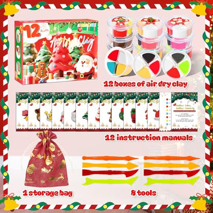 MuseLuxe Air Dry Clay - 12 Boxes Christmas Modeling Clay Kit - color: 12 Colors