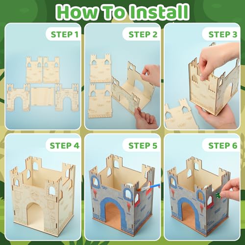 DIY Wooden Castle Craft for Kids Princess Party Favor Wood Castle, 24 Pcs