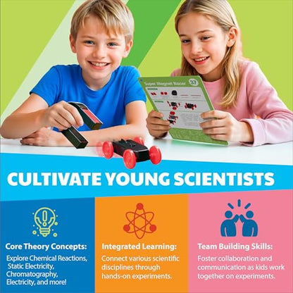 4M Scientific Discovery Kit for Kids Ages 8-12 – Over 50 STEM Experiments in Physics, Chemistry, Magnetism & Bubble Science, Build a Lemon Clock, Volcano, Magnetic Racer, Hover Disc, Educational Gift - style: Scientific Discovery