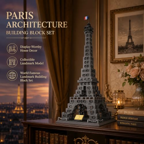 Eiffel Tower Building Set 976 Pieces Paris Architecture Model Kit with French Flag & Nameplate, Romantic France Landmark Souvenir Gift 3D Construction Puzzle for Adults & Teens - style: Eiffel Tower