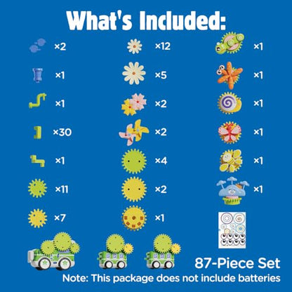 4 in 1 STEM Gear Toys for Kids Ages 3+, Educational Building Blocks, 87Pcs - size: 87 PCS