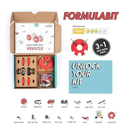 The Off Bits Vehicle Stem Building Toys, Educational Build Your Own Robot Toy for Kids Age 6 7 8 9+ Year Old Boys & Girls, Stem Engineering Kit, Construction Toys Steam Gift Ideas - FormulaBit
