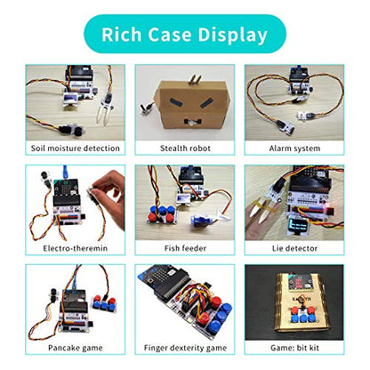 ELECFREAKS microbit Tinker Kit Sensor Stater Kit with 35+ Projects DIY Programming with Basic Coding Electronics Modules and Wiki Tutorial(Without Micro:bit)