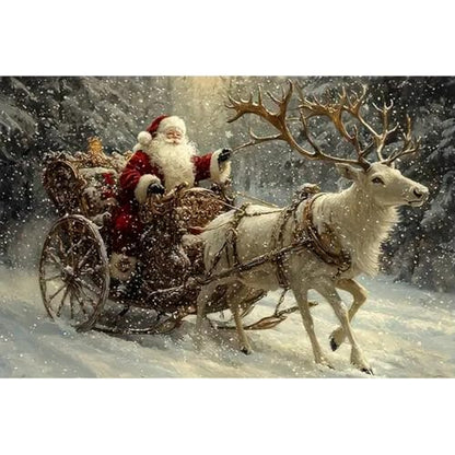 BOHADIY Diamond Painting Kit for Adults, Christmas Santa Claus Diamond Art Kits for Adults Beginners, Full Round Drill Forest Deer Art and Crafts Kits for Home Wall Decor Gifts 12x16inch