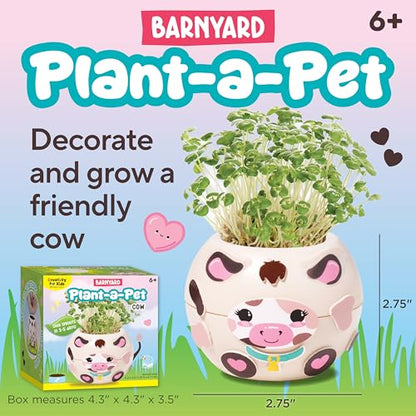 Creativity for Kids Plant-a-Pet Barnyard Pig Kit | Decorate, Plant & Grow Your Own Pet | Chia Seed Gardening Craft | Spring Crafts & Screen-Free Kids Activity (Ages 6+) - style: Cow