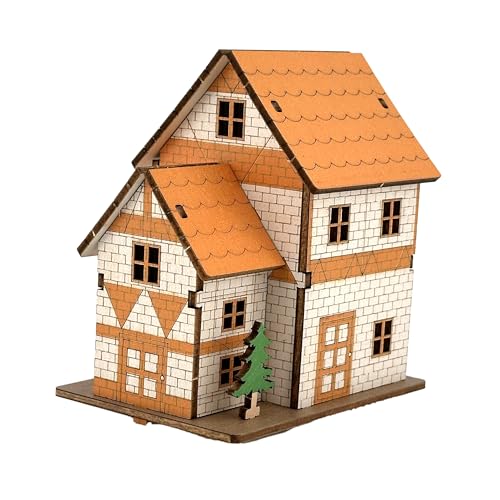 Log Cabin 3D Wooden House Puzzle,DIY Mini Building Model Kit，004 - color: 004