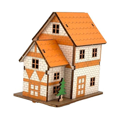 Log Cabin 3D Wooden House Puzzle,DIY Mini Building Model Kit，004 - color: 004
