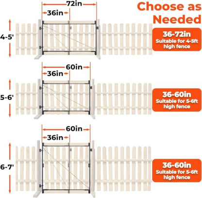 Heavy Duty Steel Frame Metal DIY Gate Building Kit for 36-60" Wide - color: Black for 5 to 6 Feet High Fence