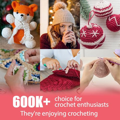 Katech Crochet Hooks Set with Case, Ergonomic for Comfortable Crocheting - color: Cats Pattern