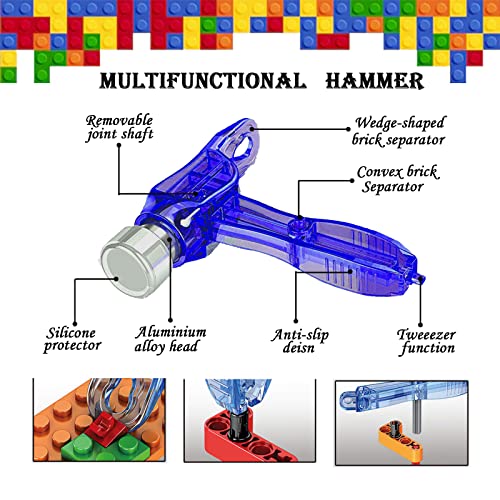 Building Blocks Tool Kit - Brick Separator, Mini Blocks Tool Set, Multi-Functional Hammer, Pliers, Tweezers, Finger Protectors with Tin Box (Blue) - color: Blue