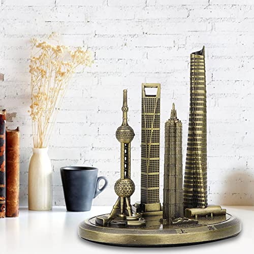 Architecture Shanghai Building Kit Oriental Pearl Tower Global Model Oriental Pearl Tower Global Financial Center Model Shanghai Building Collection(Bronze-Small)