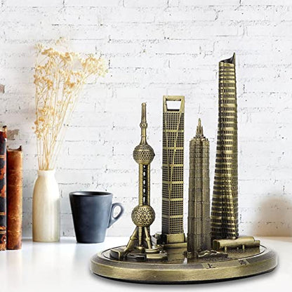 Architecture Shanghai Building Kit Oriental Pearl Tower Global Model Oriental Pearl Tower Global Financial Center Model Shanghai Building Collection(Bronze-Small)