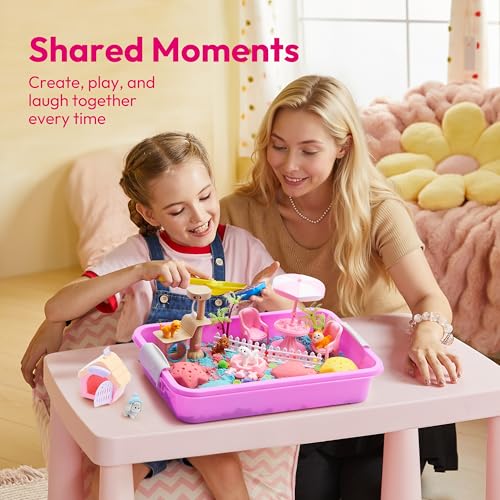 JOVA Klever Kits Cute Pet Sensory Bin for Kids with Glow in The Dark Stones, Sandbox with Lid Dual-Color Sand, Preschool Learning Activities Gifts for Boys Girls Age 3+ - style: Pet