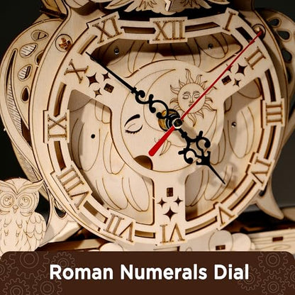 SYNARRY Wooden 3D Puzzles for Adults Model kit Owl Clock - Mechanical Model Building Kit DIY Hobbies for Kids Teens Men Women 126PCS Puzzle Craft Gift Home Decor for Easter Basket Stuffers