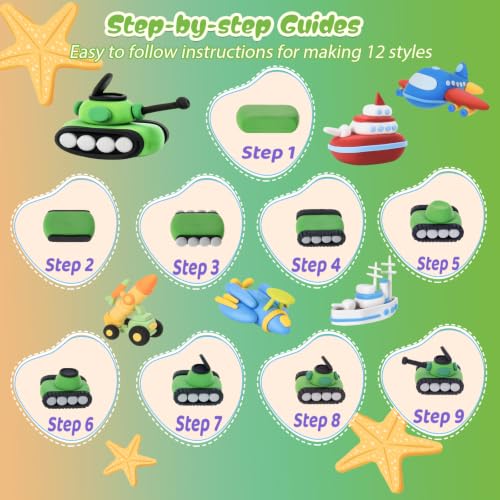 Both idea Air Dry Clay Air Kit Dry Modeling Set for 3-12 Kids Air Foam Tools DIY Clay Crafts, Air Dry Arts Clay Kits Modeling Clay Kit, Craft for Boys Classroom Birthday Party Toys - style: Camouflage World