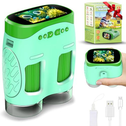1000X Handheld Microscope for Kids : 4K 2.0" Screen Rechargeable Telescope and Camera Combo with 6 Slides, Perfect for Indoor Outdoor Exploration, Portable Edu for Age 3-12 Children