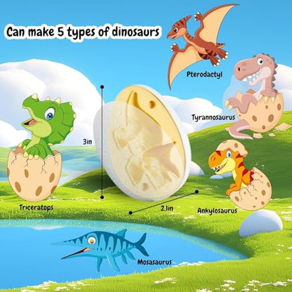 Dinosaur Toys Kids Dough Playset, 55PCS Dino Toys Kit with Molds & Clay