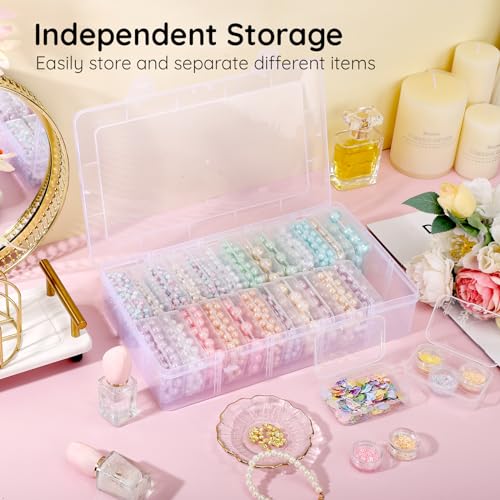 Segbeauty Craft Organizer - 26 Grid Small Storage Box with Hinged Lid, Clear Plastic Bead & Jewelry Storage Container - size: 26 Count (Pack of 1)