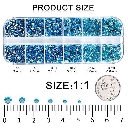 3792pcs Aquamarine AB Flatback Rhinestones for Bedazzling - color: Aquamarine AB