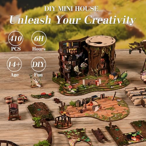 Forest Tea Book Club Book Nook Kit with LED Treehouse Library - style: Forest Tea Book Club
