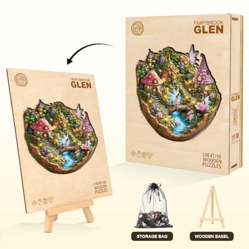 Wooden Puzzles for Adults, 8.5 * 8.3 in 90 pcs Fairy Brook Glen Puzzles - color: Fairybrook Glen, size: Small