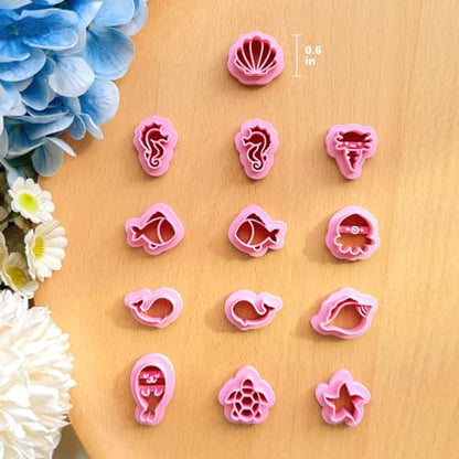 Keoker Ocean Clay Cutters - Sea Animal Faces for Polymer Clay Jewelry, 12 Shapes Earring Cutters - color: Ocean
