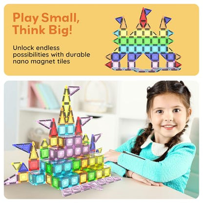 PicassoTiles 40 PCS Mini Magnetic Tiles Travel Toy Educational Building Set - color: 40pcs Mini With Case
