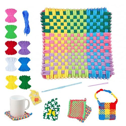 Kqiang Weaving Loom Kit for Adults: Potholder Loom Kit DIY Arts and Crafts for Adults, Easy Rainbow Loom Knitting for Beginners,Gift Ideas