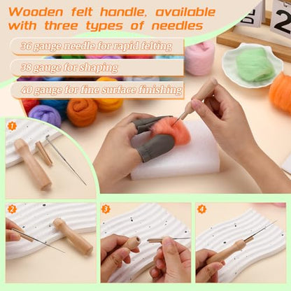 IMZAY Needle Felting Kit, 72 Colors Felting Wool Kit Wool Roving - size: Small+