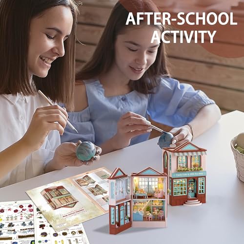 Flever Dollhouse Miniature DIY House Kit Creative Room with Furniture for Romantic Valentine's Gift (Manxing Dessert Shop) - color: Manxing Dessert Shop