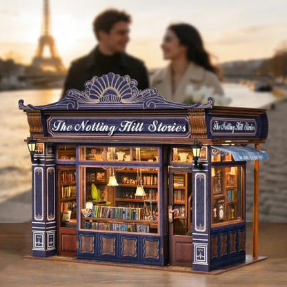 TOYQI Book Nook Kit, DIY Miniature Dollhouse Kit for Adults and Teens - color: Notting Hill Stories