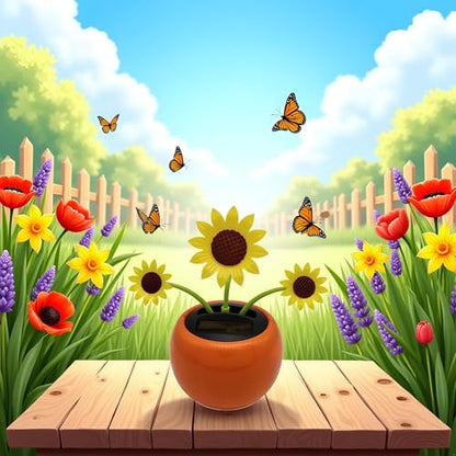 Yellow Solar Powered Dancing Flower, Decoration Gift, Swinging Dancer, No Battery Required, Sunflower Flower Solar Power Kits (Sun Flower)