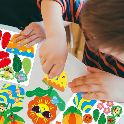 Fancy Land Spring Flower Craft Kit for Kids Make Your Own Flower Pot DIY Art Set Hanging Ornaments for Preschool Classroom Home Activities 24Pcs