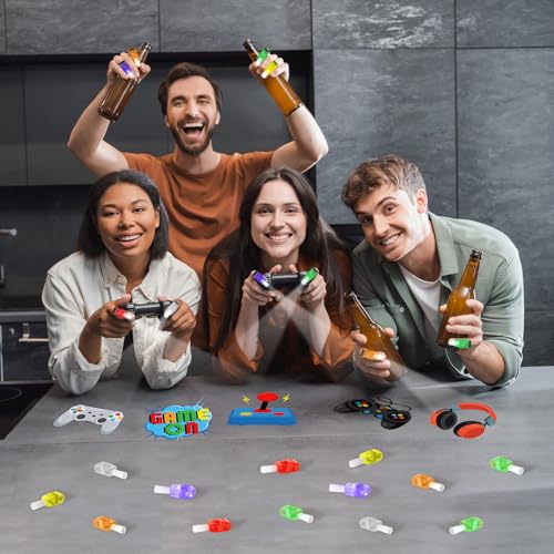 CHUNNIN 36 Pcs Video Game LED Finger Lights Glow in Dark Gamer Party Favors - style: Video Game