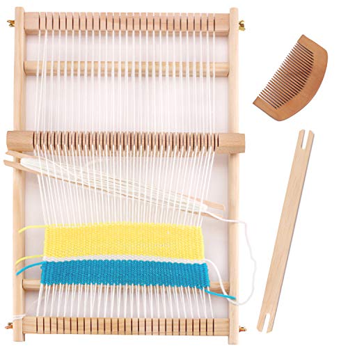 CYCHIRV Weaving Loom Kit, Wooden Tapestry Loom 15.2x9.85 in for Kids