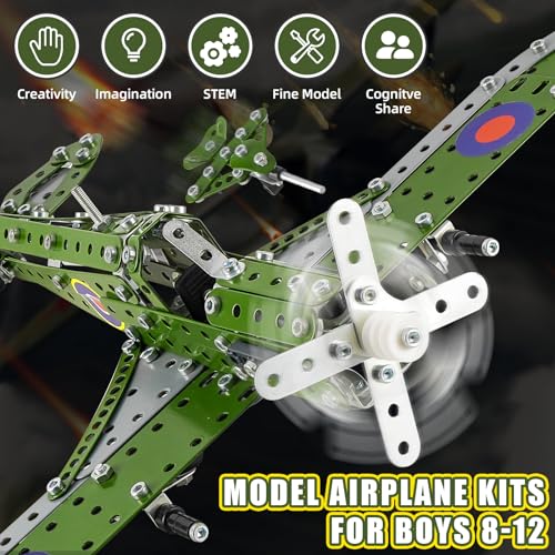 Model Airplane Kits for Boys 8-12,Erector Set for Boys Building Toys Age 10-12,374 PCS DIY Building Stem Projects Toys for Kids,Cool Aviation Gifts for Airplane Model Fans