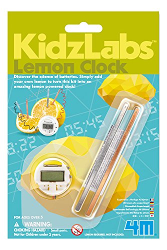 4M Kidzlabs Lemon Powered Clock, Chemical Electrical Science Lab Experiment - STEM Toys Educational Gift for Kids & Teens, Girls & Boys 12 Count (Pack of 1) - style: Lemon Powered Clock