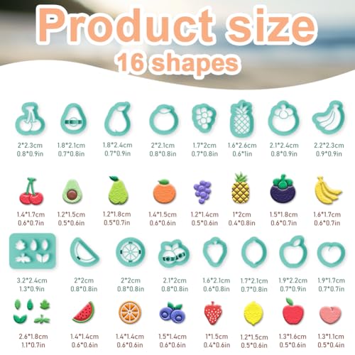 beinkmake 17Pcs Fruit Polymer Clay Cutters Pineapple Clay Earrings Cutters - style: Fruit