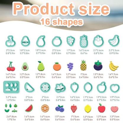 beinkmake 17Pcs Fruit Polymer Clay Cutters Pineapple Clay Earrings Cutters - style: Fruit