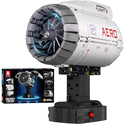 Reobrix Aircraft Turbofan Engine Building Sets, Engine Model Kit that Works, Mechanical Engineering Building Blocks with Motor, 1813 Pcs STEM Airplane Engine Model Building Kits for 14+ (No.33019)
