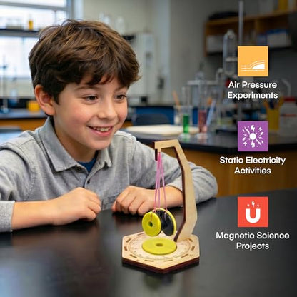 Physics Science Kit for Kids Ages 8-12 | STEM Educational Gift with 16 Experiments | Static Electricity, Magnetism & Air Pressure | DIY Science Set for Boys & Girls Birthday Christmas