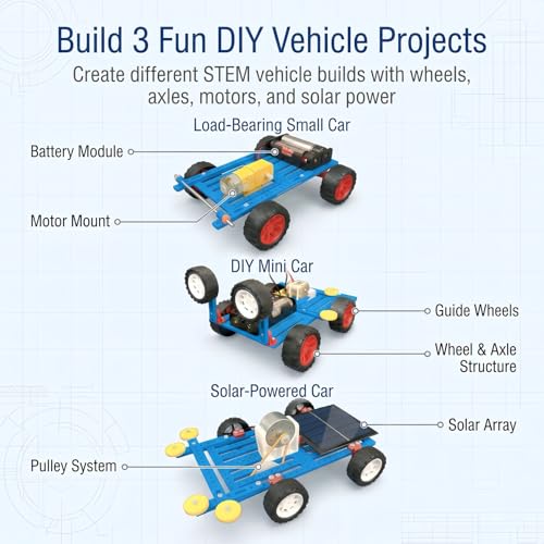 STEM Kit for Kids Ages 8-14, Build 7 Models, Solar & Motor Science Kit