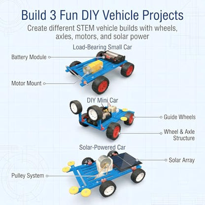 STEM Kit for Kids Ages 8-14, Build 7 Models, Solar & Motor Science Kit
