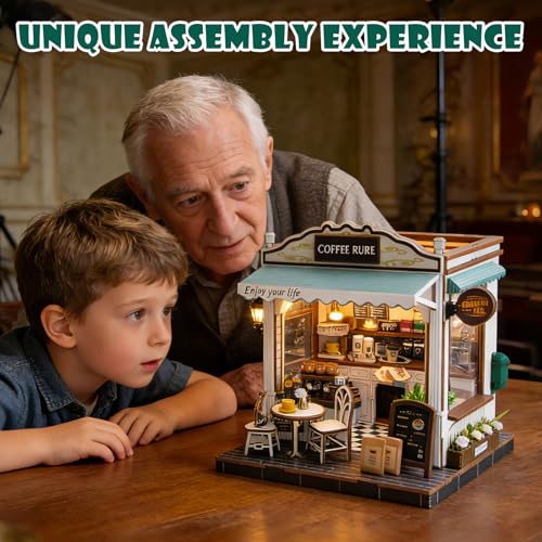 Book Nook Kit, 3D Wooden Puzzles Coffee Miniature House Dollhouse