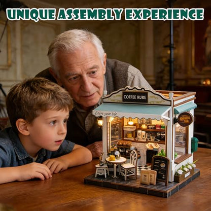 Book Nook Kit, 3D Wooden Puzzles Coffee Miniature House Dollhouse