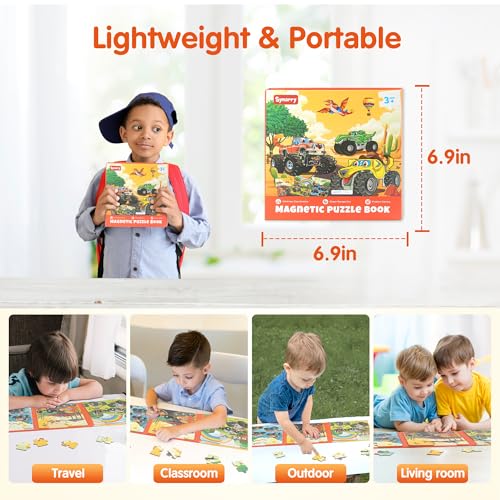 SYNARRY Monster Truck Magnetic Puzzle for Kids Ages 3-5, Travel Toys - style: Truck